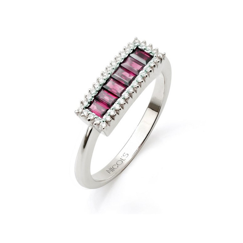 Linha de cores de anel rubi e diamante 14710670113