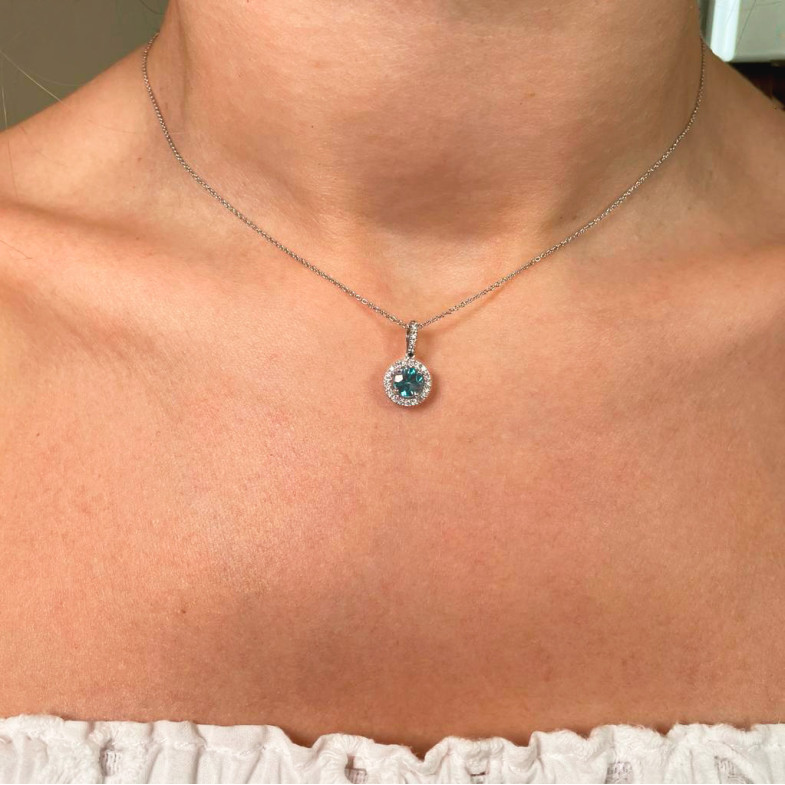Pendentif en or Zircon Bleu SELLO REDONDO 14710933041