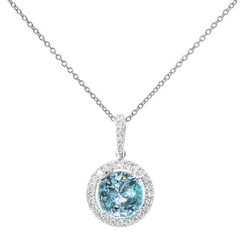 Gold pendant 14710933141 Zircon Blue Seal REDONDO