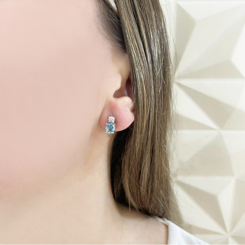 Orecchini Zircon Blu e Diamante 99929130028