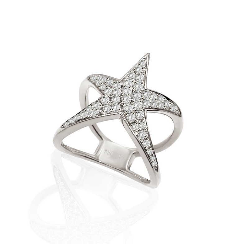 White Gold and Diamonds STARFISH Ring 13711030011