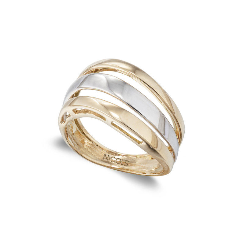 Elegance Gold Ring Three Bandas Planas 35010010110