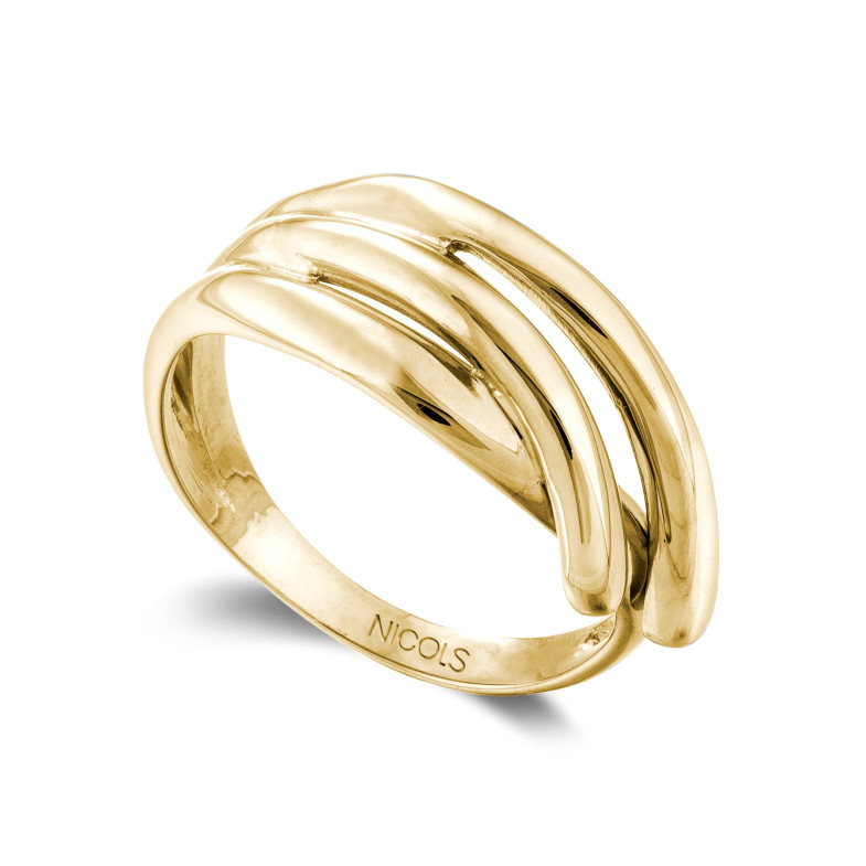 Escultura de anel dourado Duplo Latigo Amarelo Ouro 35010033010