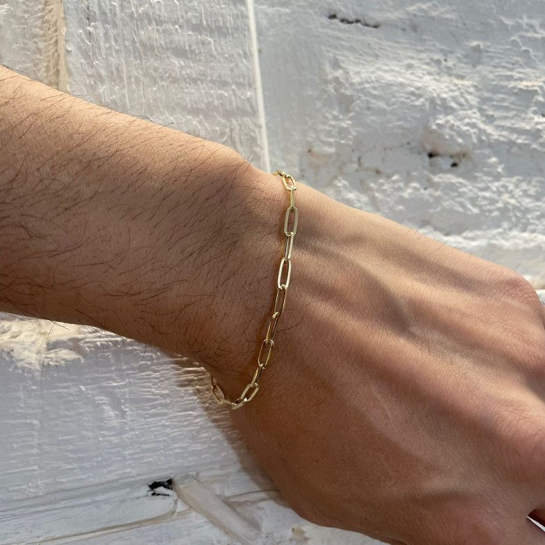 Man Bracelet RECTANGULAR RINGS Yellow Gold 3cm 35910190030