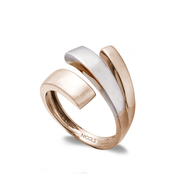 Anello TRIBANDA CUADRADA Oro rosa e Oro bianco 35010062710