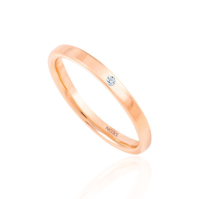 Musa Rose Gold Wedding Band 2.5mm Diamond 0.02 99411023325
