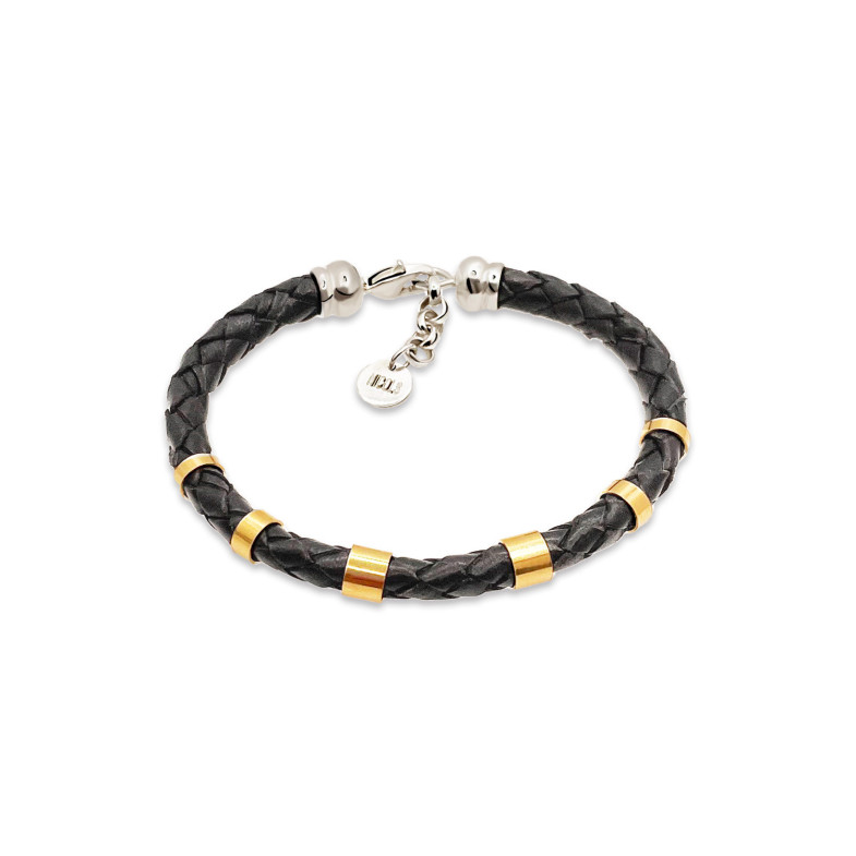 Gold Men's Leather Bracelet Theseus 6mm 33810190030