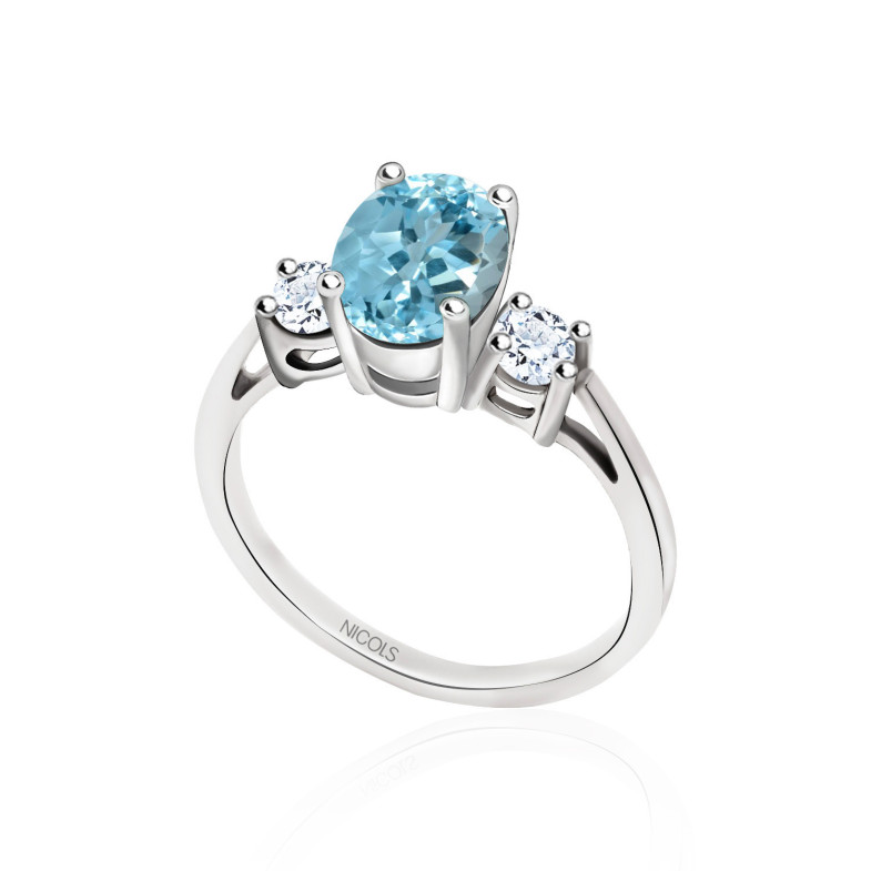 Gold ring 99929130018 Blue Zircon and Diamond