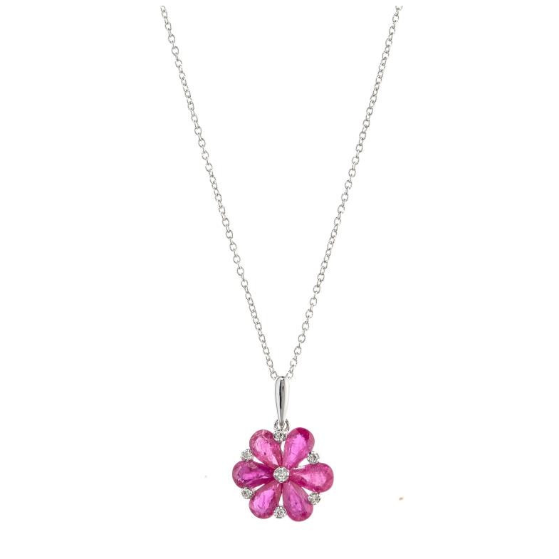 Pendentif en or Fleur de rubis 29210521143