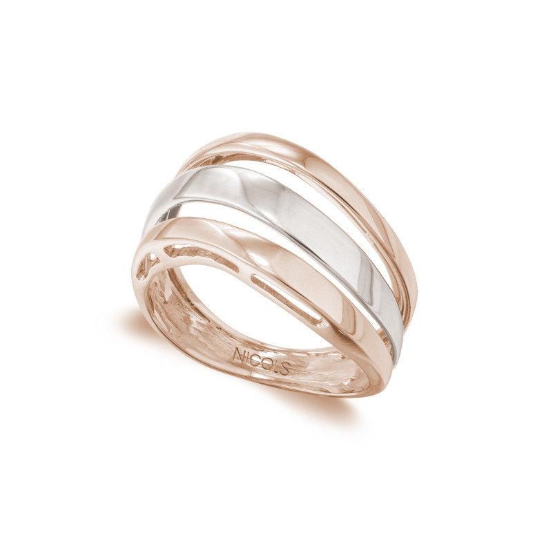 Elegance Gold Ring Drei Bandas Planas 35010011110