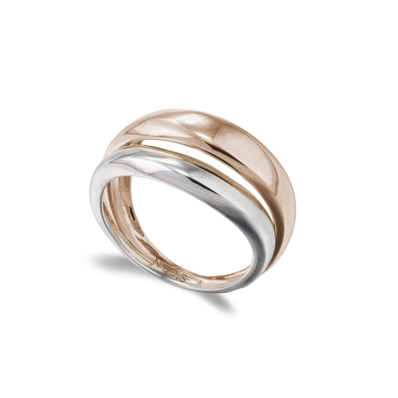 Wide Double Wave Minimalist Gold Ring 35010015310