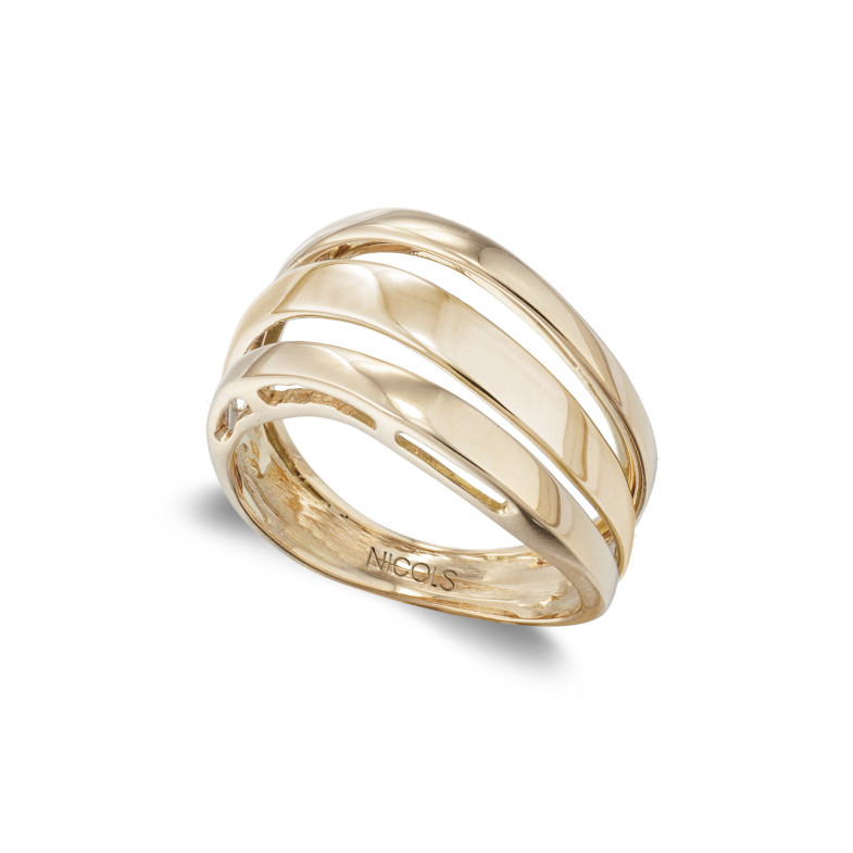 Elegance Gold Ring Three Bandas Planas 35010010