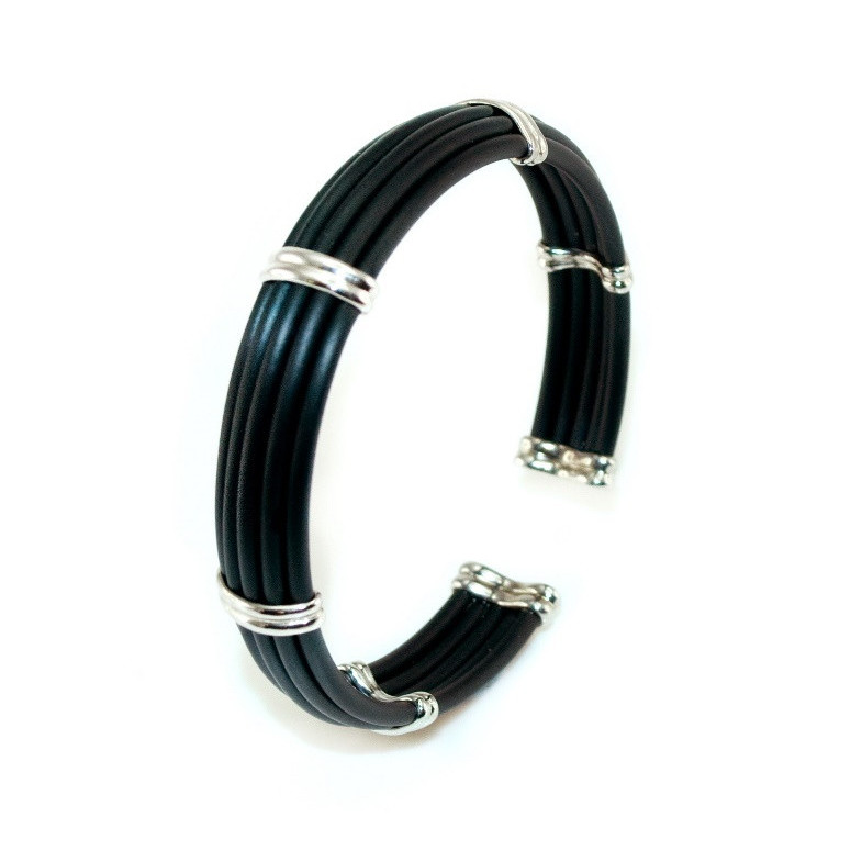 Silver and Rubber Unisex Double Gallon Vault Bracelet 12mm 99920116330