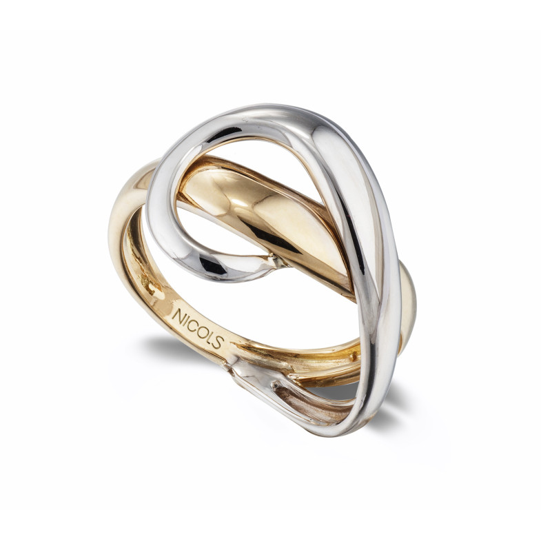 Bague d'or sculptural Concava Onda Latigo or jaune et blanc 35010022110