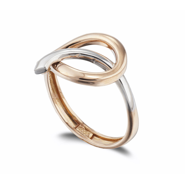 Ring Sculptural Gold Fine Wave Whiplash Concave Gold Rose and White 35010025310