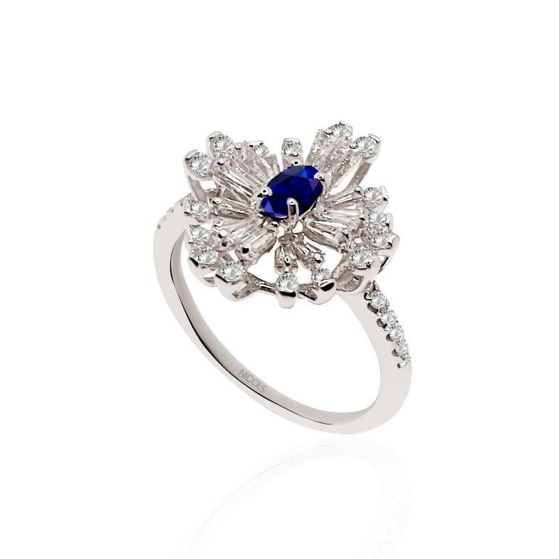 Diamond and Sapphire Snowflake Ring 32810250011