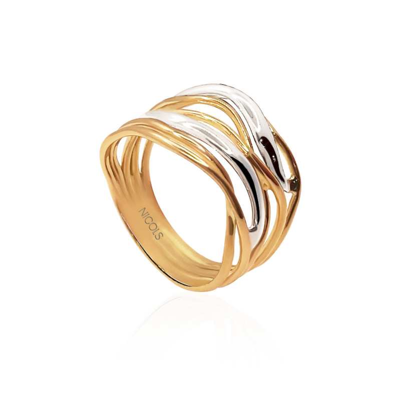 Minimaliste d'or 7 Bandes ondulées entrelacées 35010515010