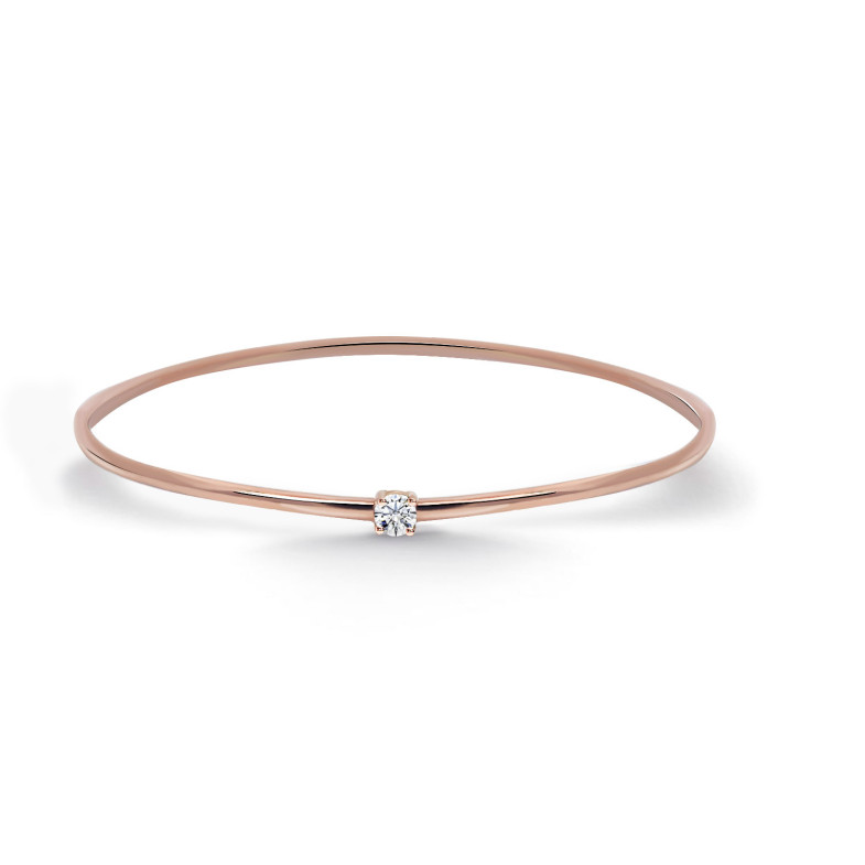 Pulseira tubo redondo ouro rosa 1 diamante Eloise 35010951231