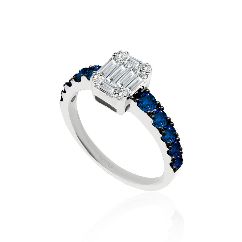 Anello elettronico diamante 0.44 oro bianco e blu zaffiro 32810270014