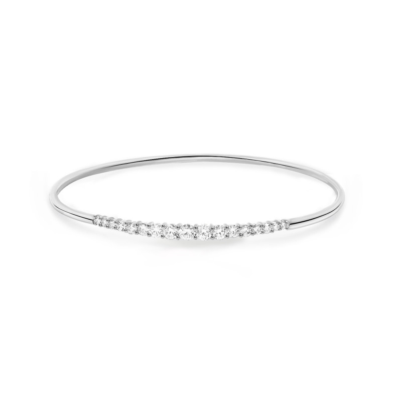 Brazalete Tubo Redondo Oro Blanco 17 Diamantes Eloise 35010950031