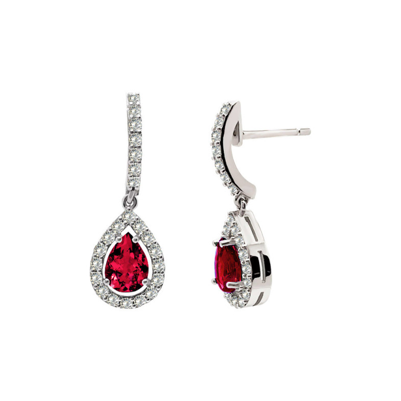 Ruby Sunset Drop Earrings 1.30Ct White Gold 99929968122