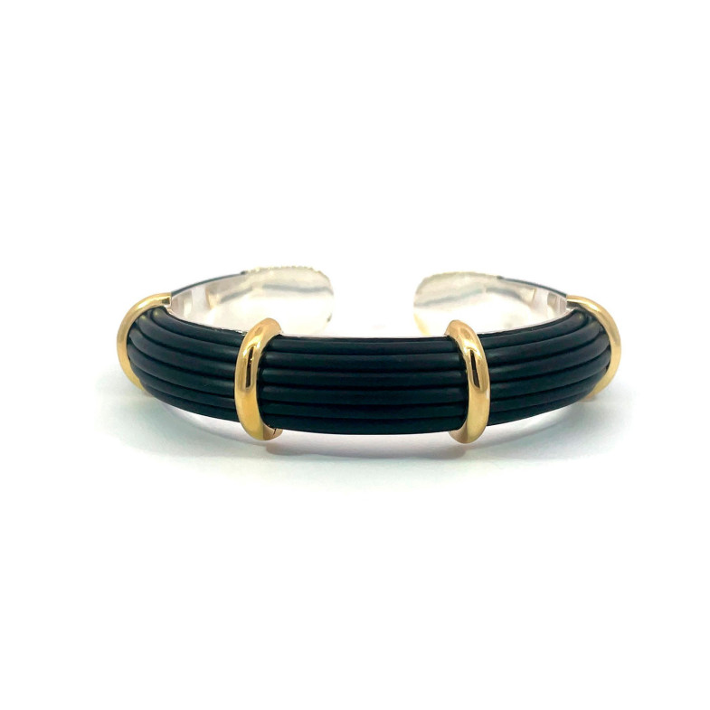 Gold Rubber and Silver Unisex Vault Bracelet 12mm 99920110530