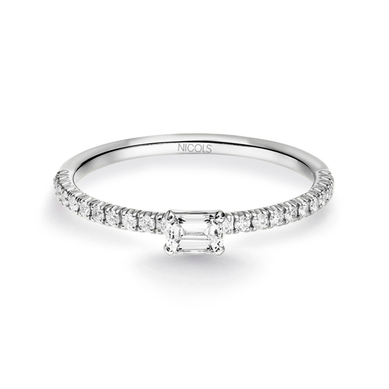 DELPHINA Diamond Ring 0.18 Emerald Cut White Gold 99930180011