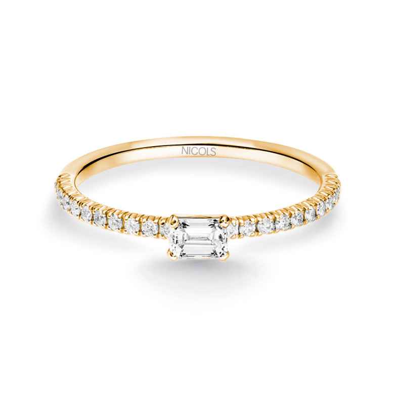 DELPHINA Diamond Ring 0.18 Emerald Cut Yellow Gold 99930180015