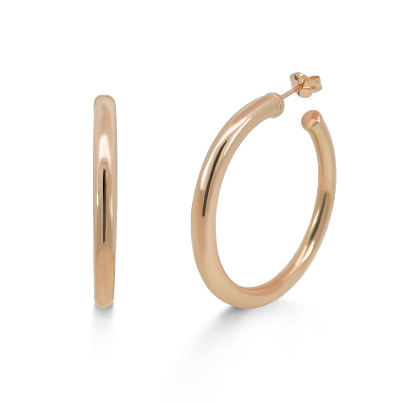 Pink Gold Hoop Earrings 40mm 36810012220