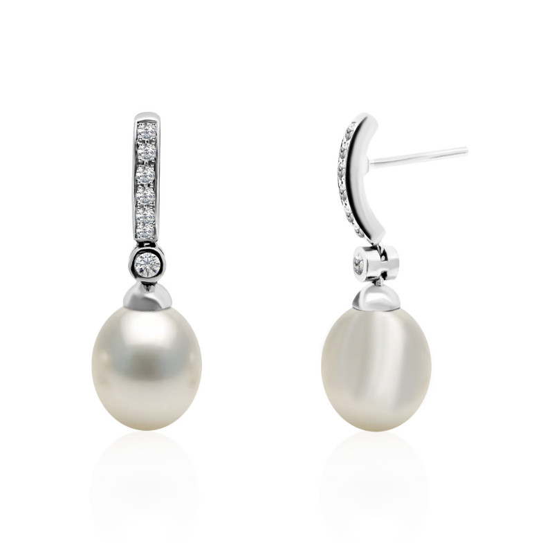 Perlen und Diamant Ohrringe Braut 0,28 99928763021