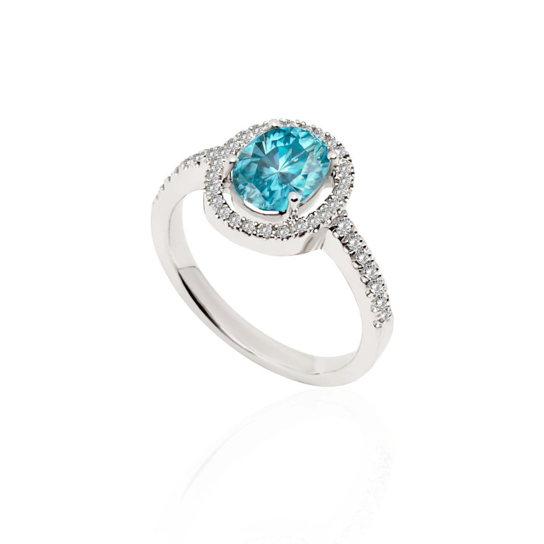 Gold ring 14710936011 Zircon Blue Seal OVAL