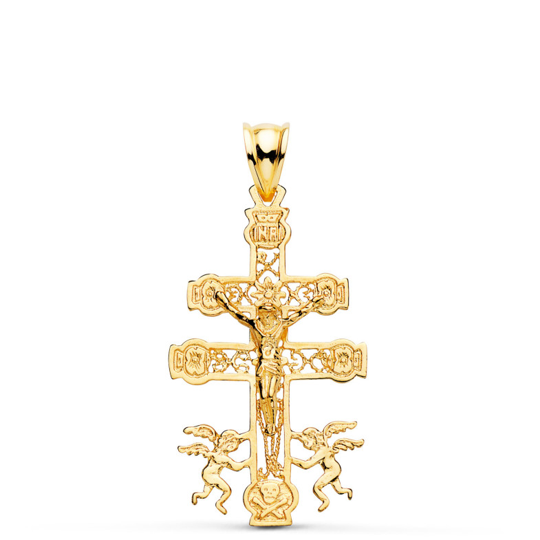Caravaca Cross Gold for Men 18Kt 35x20mm Engraving 36213005253