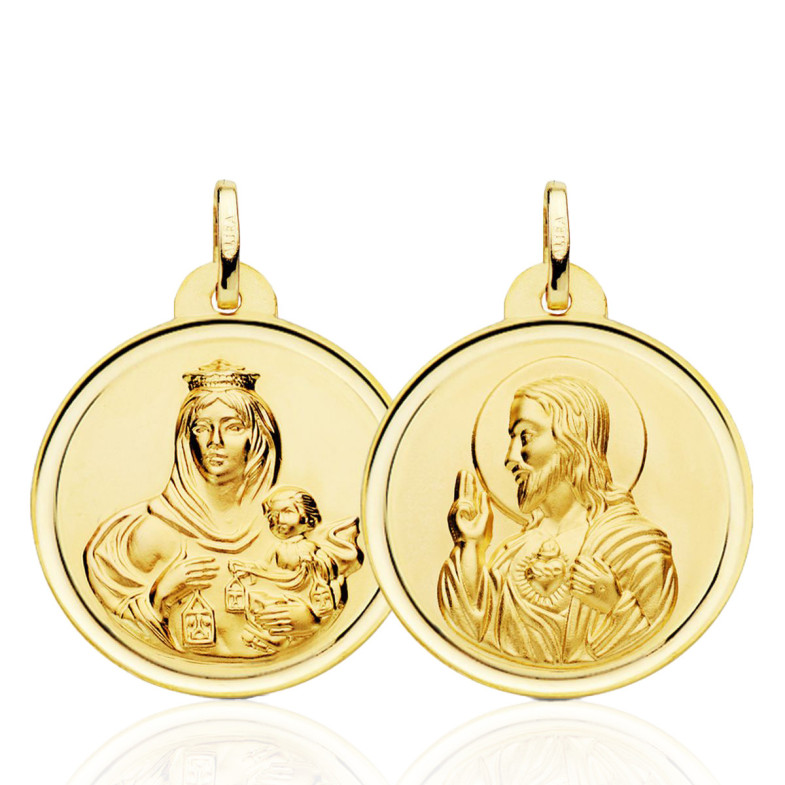 Escapulário 26mm Virgem de Carmen e Coração de Jesus Moldura 18kt 36210022652