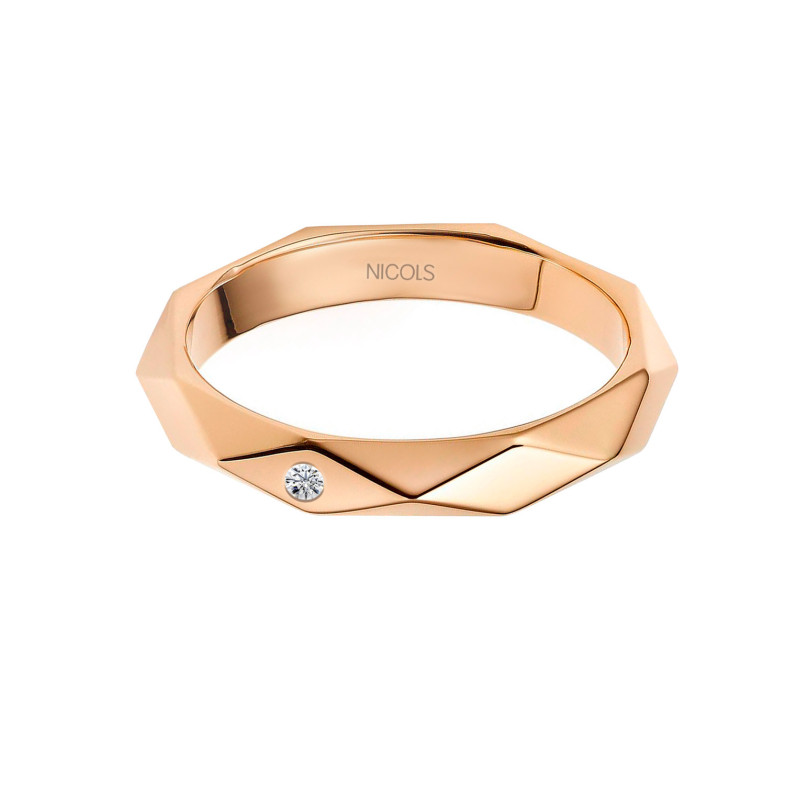 Alianças de casamento de ouro rosa 40 milímetros BACO Diamante 99411263340