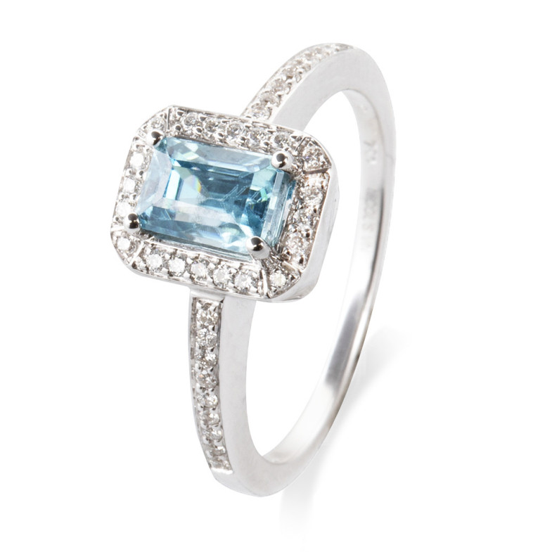 Anello in oro Zircon Blue SELLO BAGUETTE 14710940311