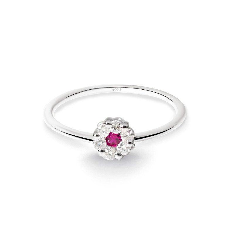 Anel Camélia Diamantes e Rubis 0.11 20110208513