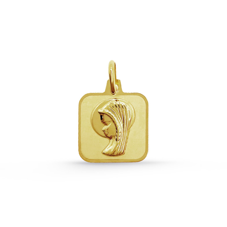 Medaglia Ragazza Vergine Lunetta quadrata liscia 18kt 35910900052
