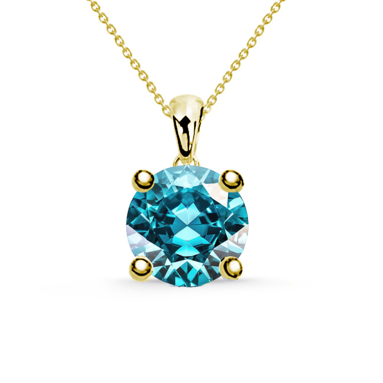 Collier bleu brillant 0.50ct Or jaune solitaire 99925225747