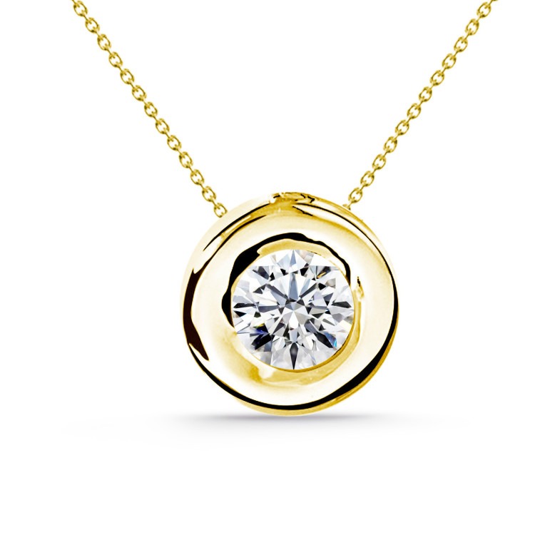 Diamond Necklace LADY 0.10-0.50ct Solitaire Yellow Gold 99928311045