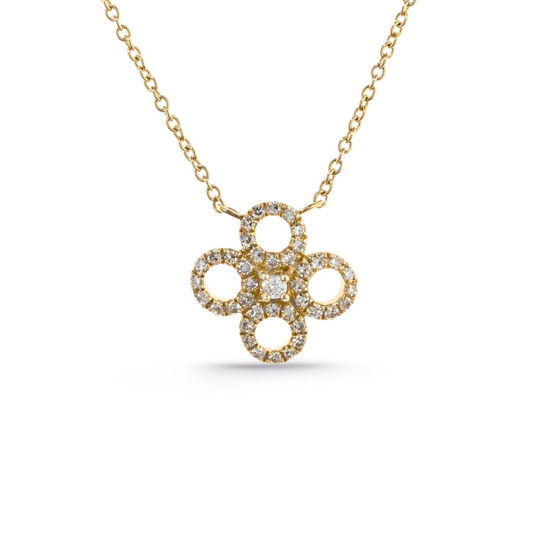 Gold Round Flower Necklace LITTLE DETAILS 29210515141