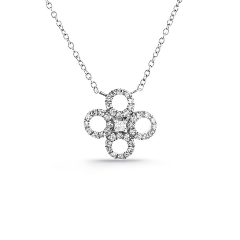 Round Flower Diamonds Necklace LITTLE DETAILS