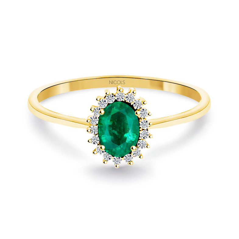 Anel de esmeralda 0.50 diamantes Ouro amarelo doce 29210261015