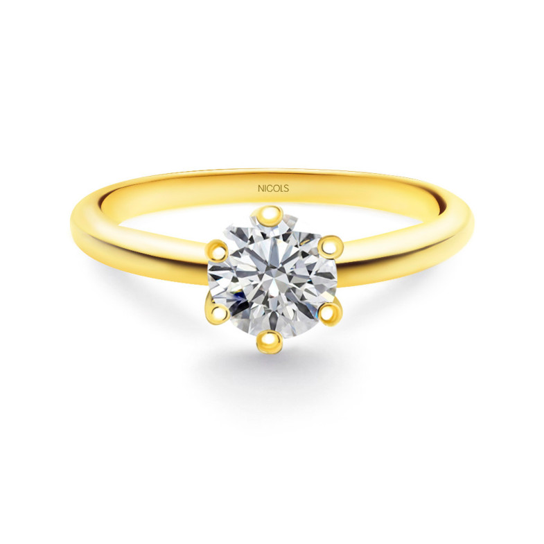 Anel de noivado Charlotte em ouro amarelo (18kt) com diamante 0.10-0.50ct