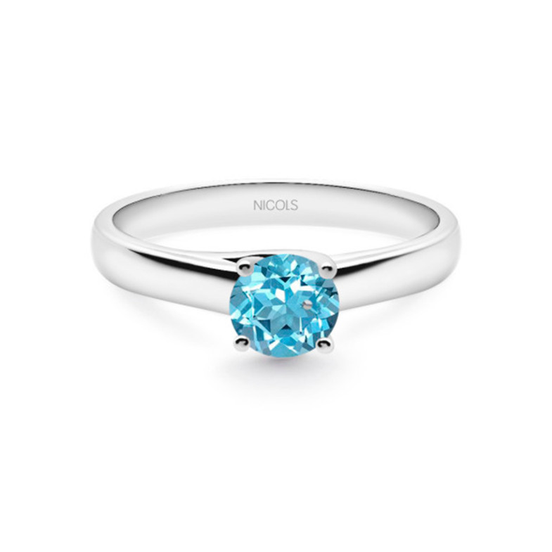 Megan Solitaire Ring Blue Zircon 0.50ct White Gold (18k) 99928385718
