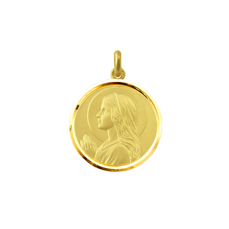 Medalha da Virgem Maria Menina moldura em ouro 18kt 04515310052