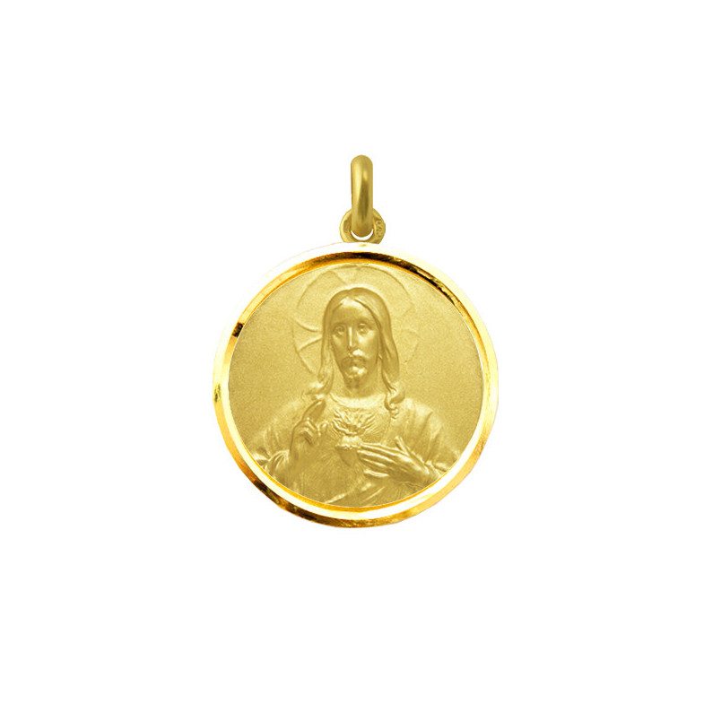 Medaglia Cristo Sacro Cuore di Gesù con Bisel Gold 18kt. 04516510052