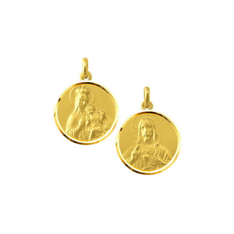Scapular Virgin of Carmen and Sacred Heart 18kt Hollow Bezel 04518060052