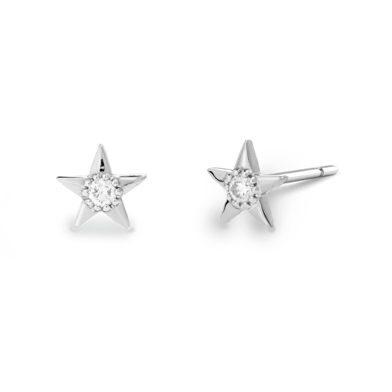 Brincos de estrelas de celebridades em ouro branco 14711080621