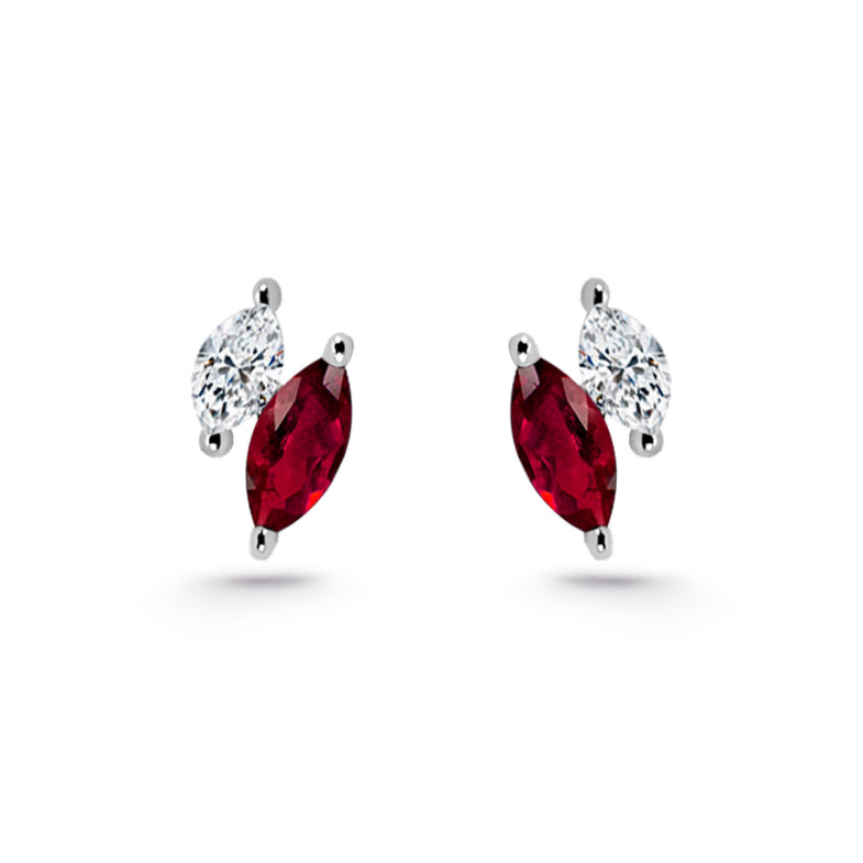 Marquise Climbing Earrings Diamonds and Rubies 26910370121