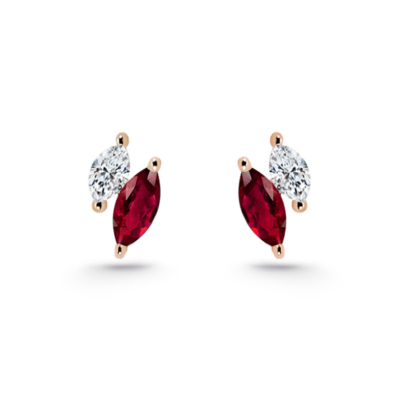 Marquise Climbing Earrings Diamonds and Rubies Rose Gold 26910370129